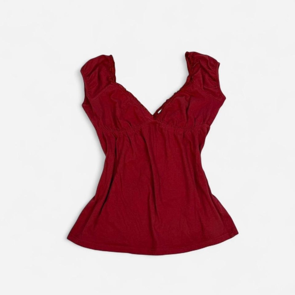 Vintage y2k Charlotte Russe red short sleeve babydoll top